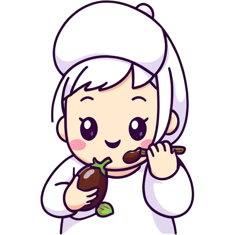 Girl eating eggplant emoji