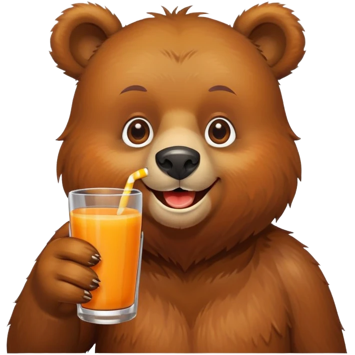 Bear drinking orange juice emoji