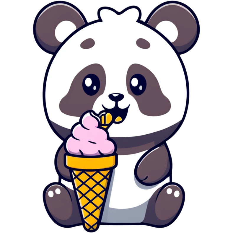 Panda eating ice cream emoji
