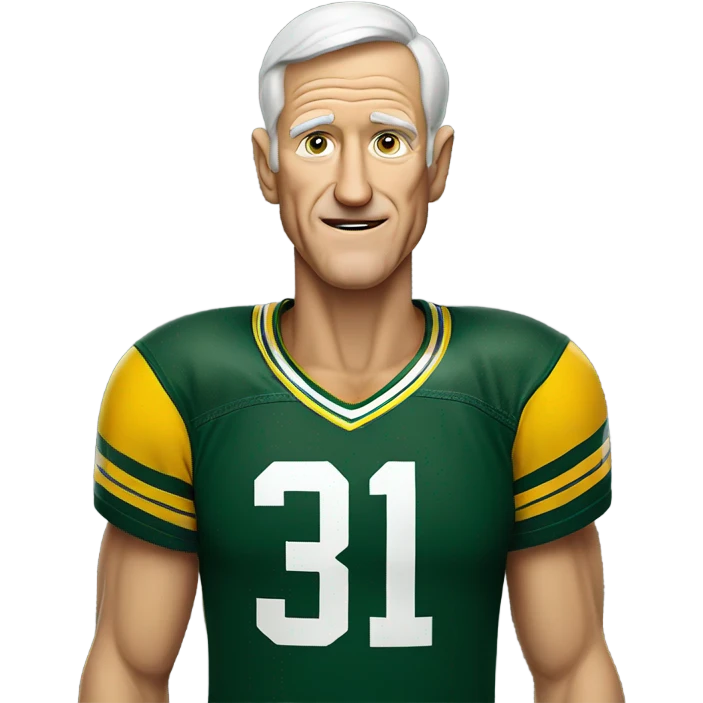 Older skinny white guy with greenbay packers shirt  emoji