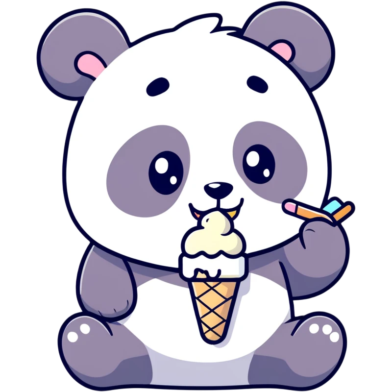 Panda eating ice cream emoji