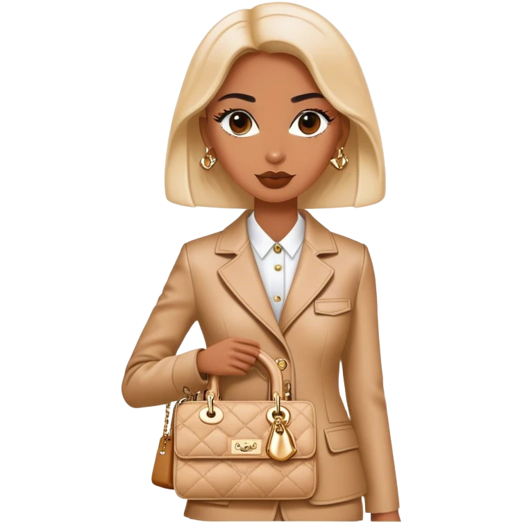 Woman dressed up in Dior Bar jacket carrying a Lady Dior bag emoji