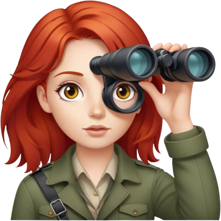 girl with red hair whit binoculars emoji