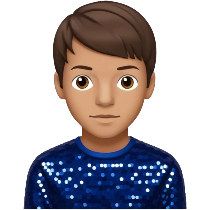 Louis Tomlinson from One Direction with light skin, brown hair, dark blue sequin outfit emoji