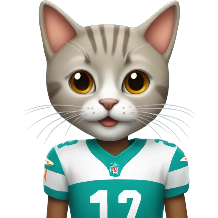 cat in miami dolphins shirt emoji