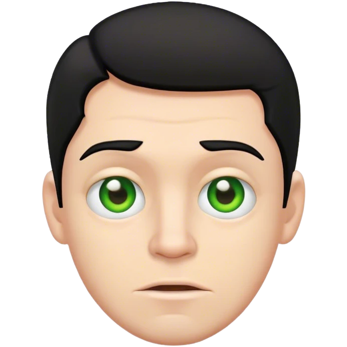 ugly white guy with black hair wearing green brown eyes emoji
