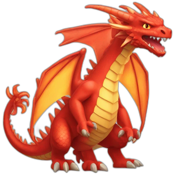 huge red Dragon Pokemon with fire four legs two arms emoji