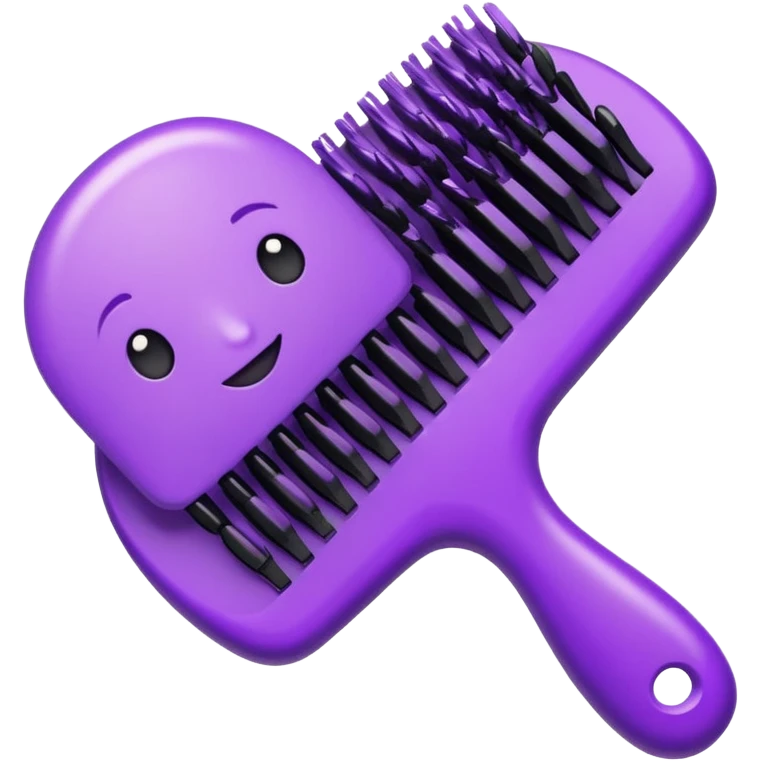 purple hair brush and comb crossed together, both purple, Apple iOS style emoji emoji