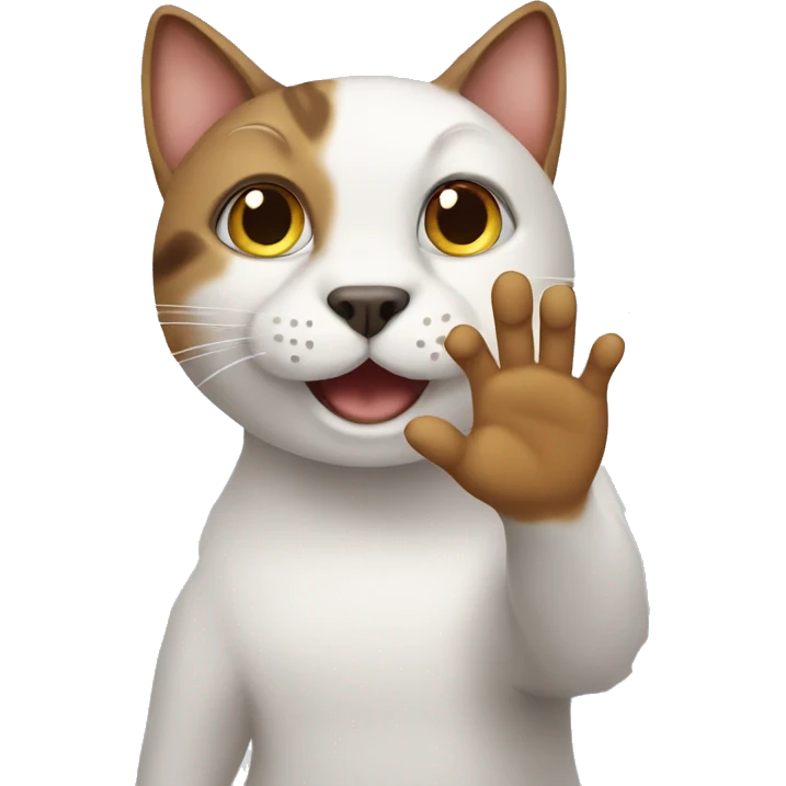 Cat waving at dog emoji