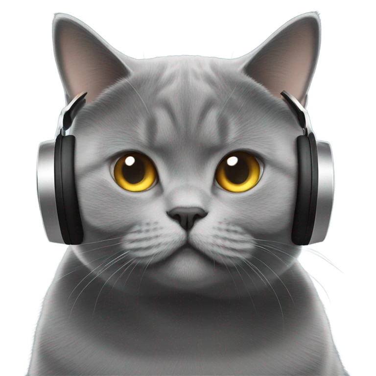 Gray British shorthair cat djing  emoji