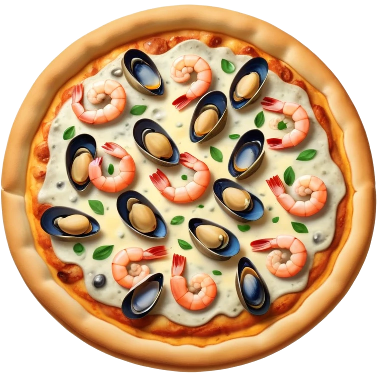 seafood pizza with shrimp, mussels, and clams emoji