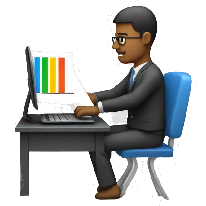 man with A laptop with a bar chart  emoji