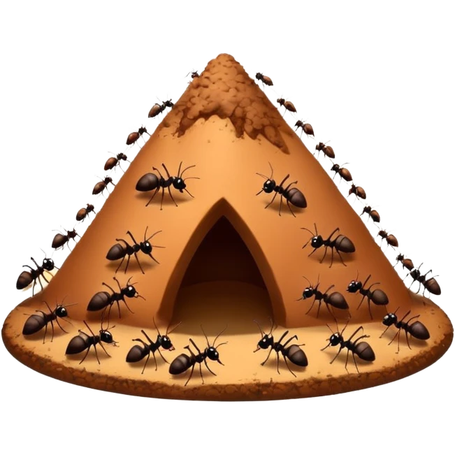 Ant hill with ants swarming it emoji