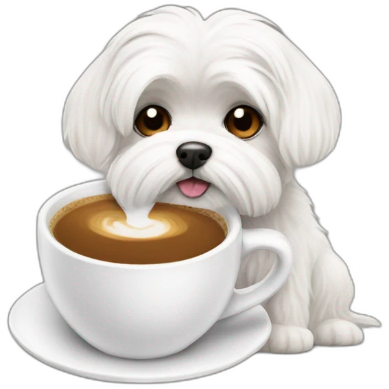 Maltese dog drinking coffee emoji