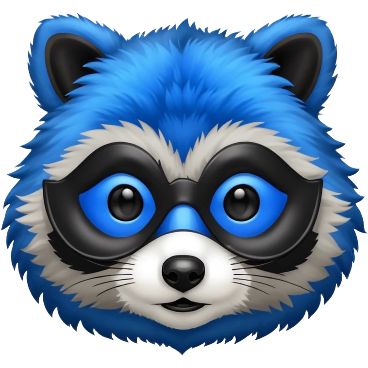 Bright blue racoon face emoji
