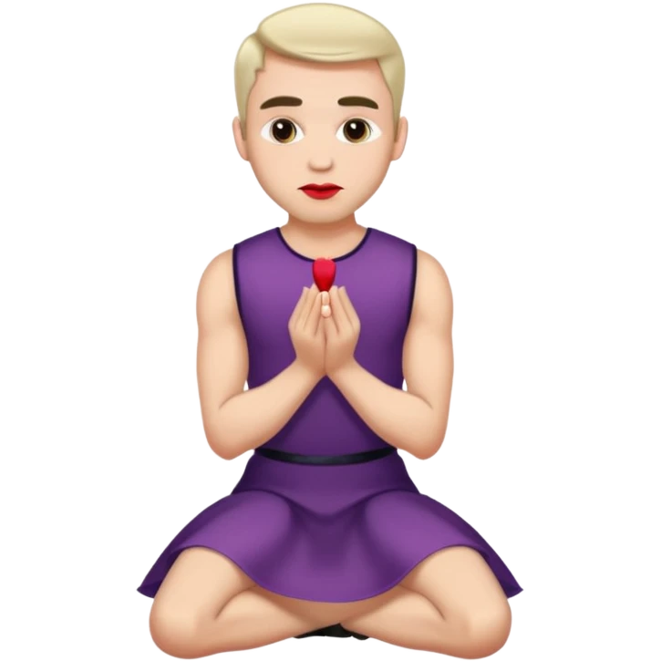 Submissive man on knees wearing female clothes emoji