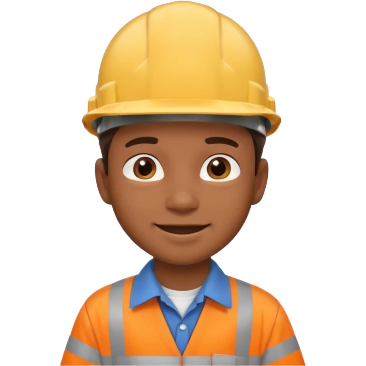 smiling boy in collared shirt with hard hat emoji