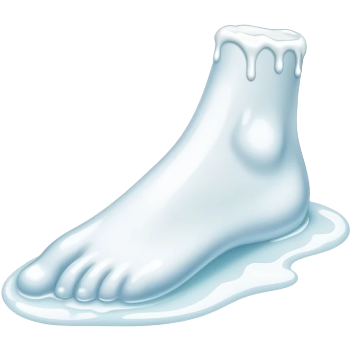 Foot covered in  white liquid  emoji