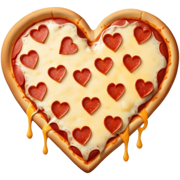 pizza in the shape of a broken heart for Valentine's Day emoji