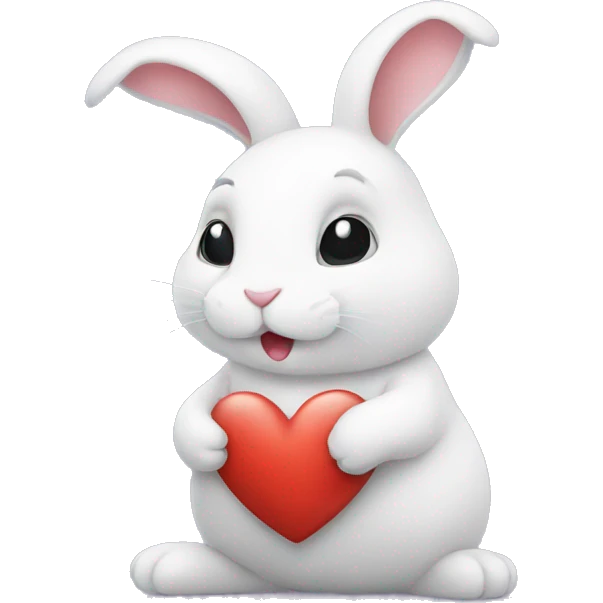 white rabbit hold heart emoji