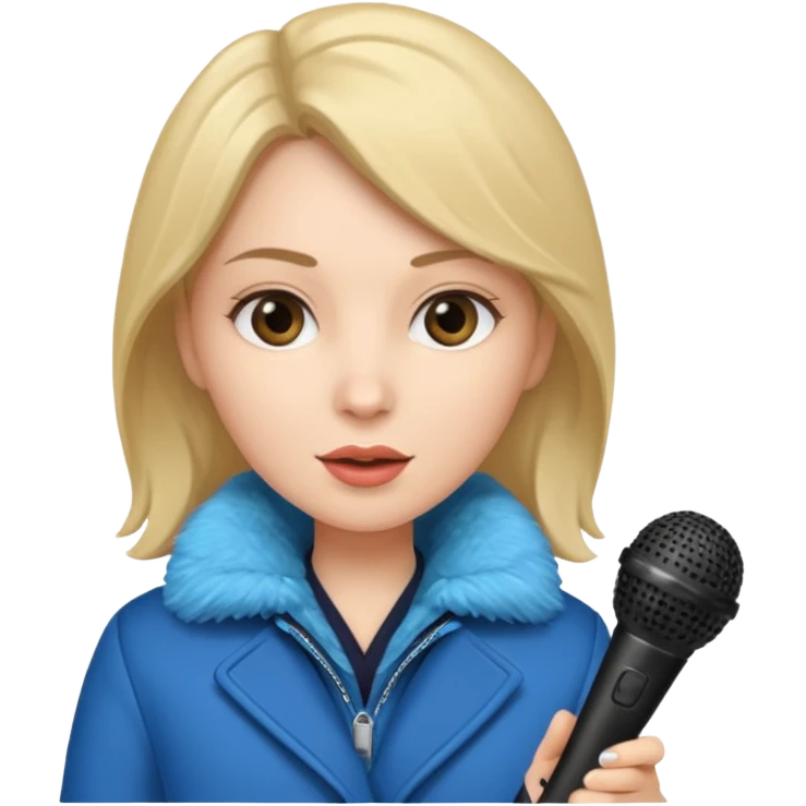 woman with winter clothes holding microphone emoji