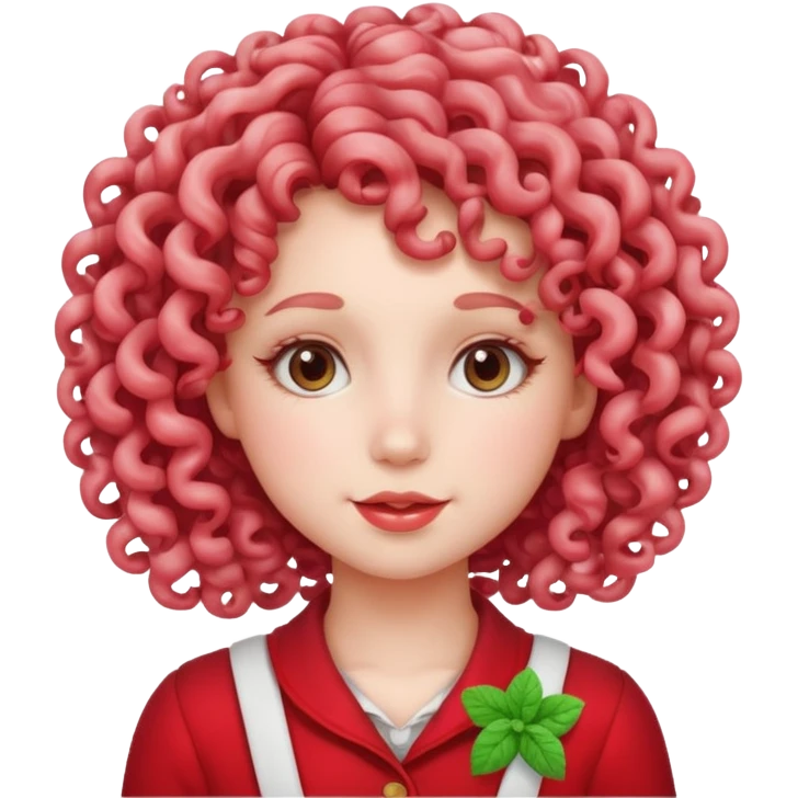 girl with curly hair made out of peppermint candy emoji