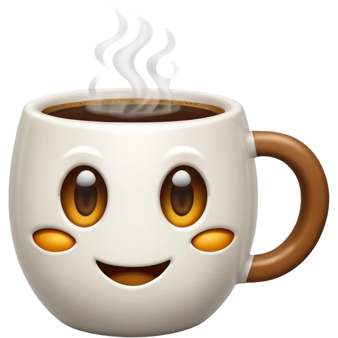 emoji of a coffee cup, fish eye lens effect emoji