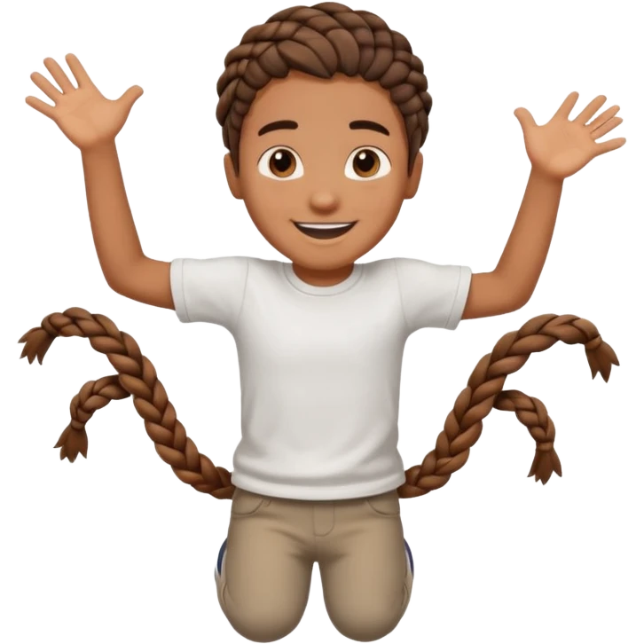 brown boy with braids jumping emoji