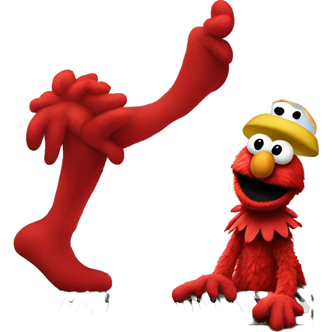 Elmo riding on a oversized human foot while playing the piano with hisfeet  emoji