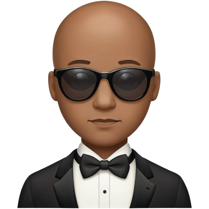 Black bald man with sunglasses in tuxedo  emoji