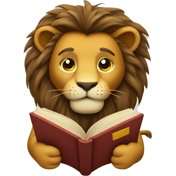 lion reading a book emoji