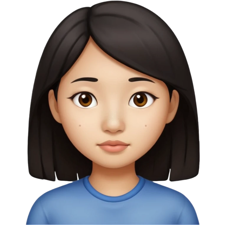 Asian girl with dark hair and a nose mole disappearing  emoji