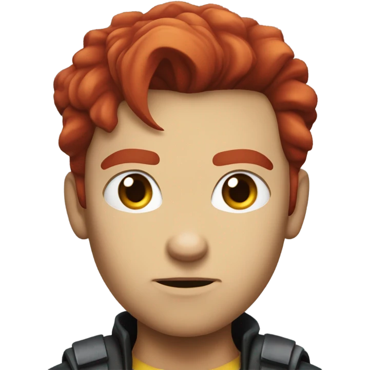 X-men’s rogue with red hair and a white streak in the hair and a sad face emoji