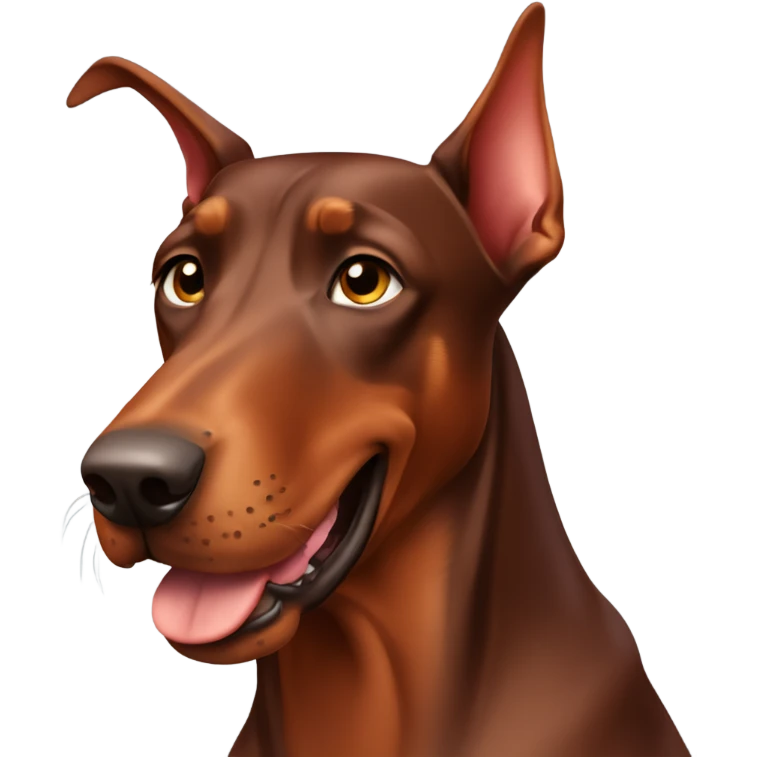 Red Doberman without cropped ears face facing front happy expression  emoji