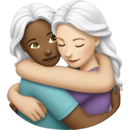 two white women hugging  emoji