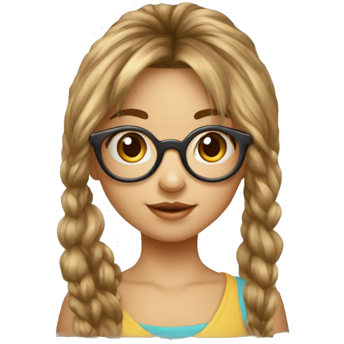 Petite fille avec lunette et frange cheveux marron courts emoji