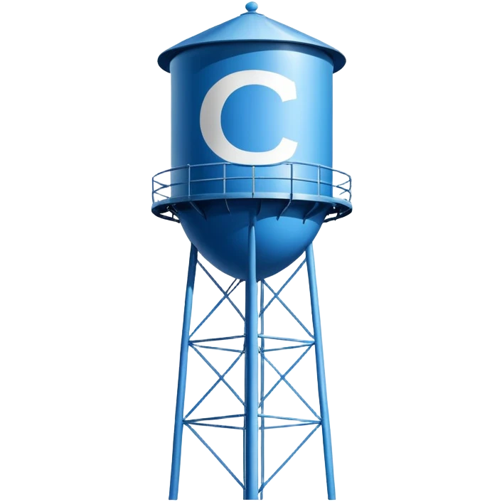 Water tower with the letters C D  emoji