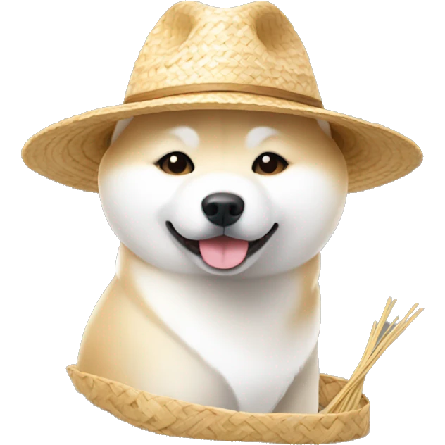 White Shiba Inu with straw hat emoji