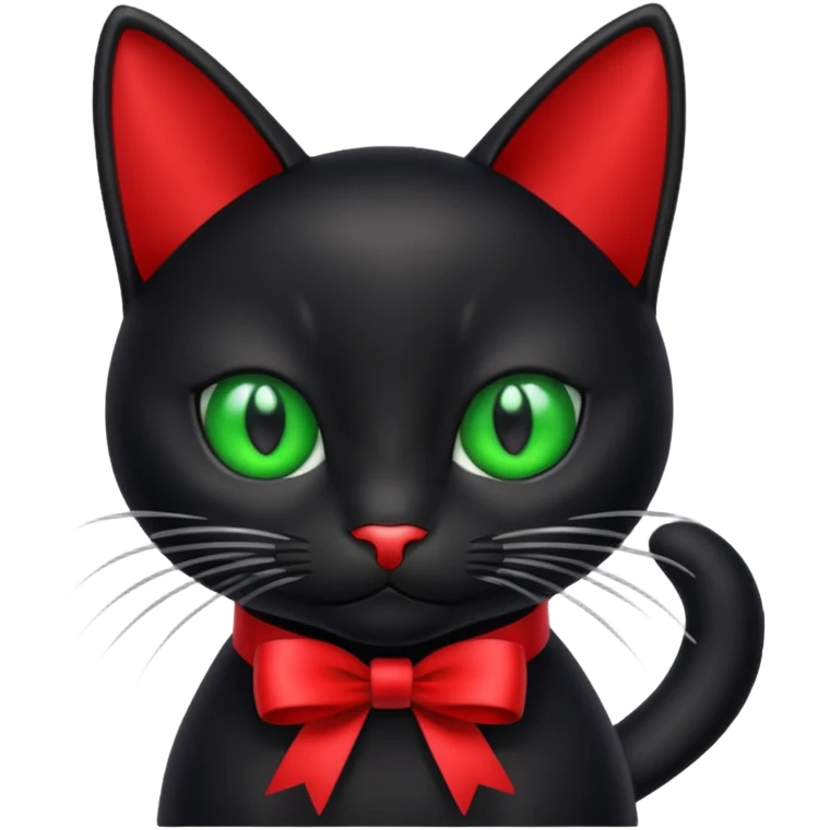 Black cat with red 🎀 emoji emoji