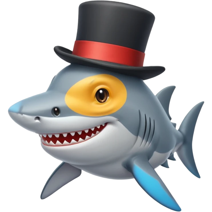 Shark with a top hat emoji