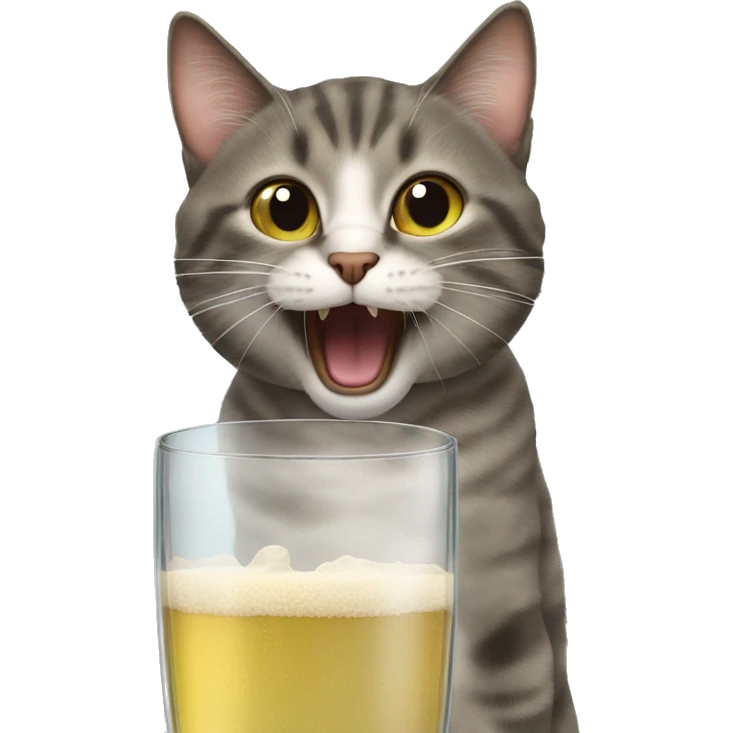 Silly cat knocing off a glass emoji