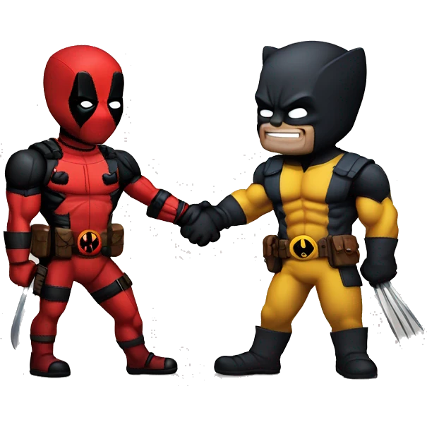 Deadpool and Wolverine holding hands emoji