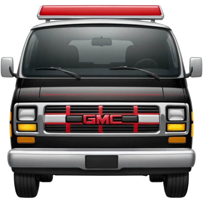 I need an emoji depicting the A-Team's van. this is a GMC Vandura with a front grill, and a diagonal stripe coming from the door, it is not a VW van emoji