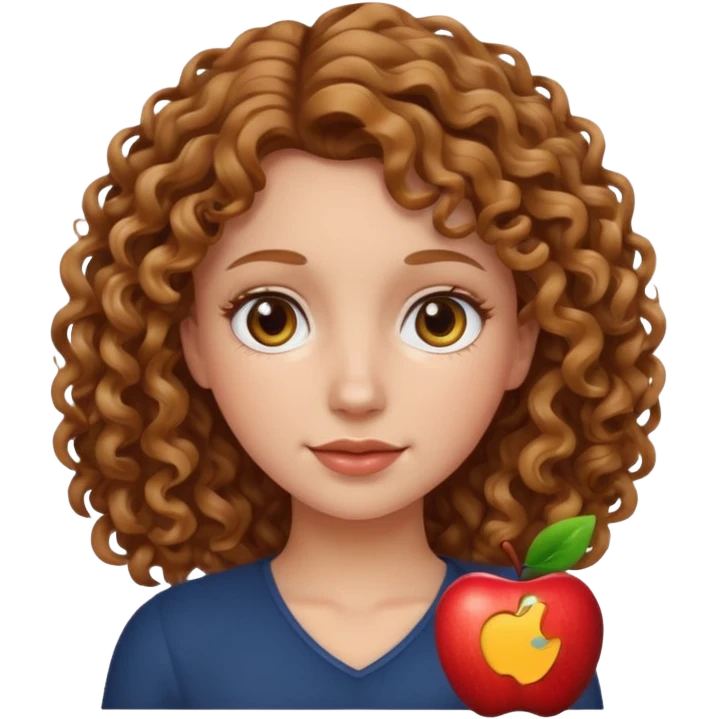 white girl with light brown curly hair, Apple emoji style emoji