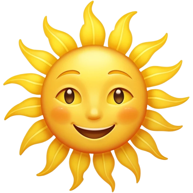 A bright, happy sun with smiling face and radiating sun rays emoji