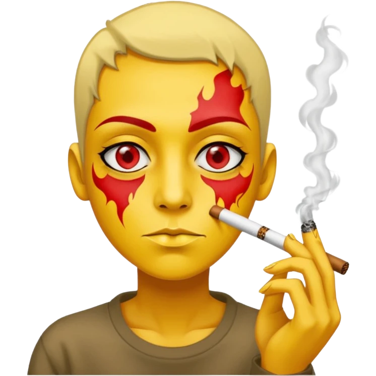 Yellow circle Smoking a blunt with red eyes  emoji
