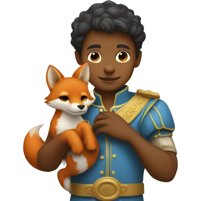 A little prince holds a fox in his arms emoji