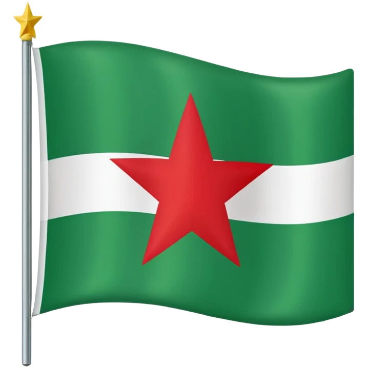 Create a flag tricolour of green, white, and red, with a black star located in the centre. emoji
