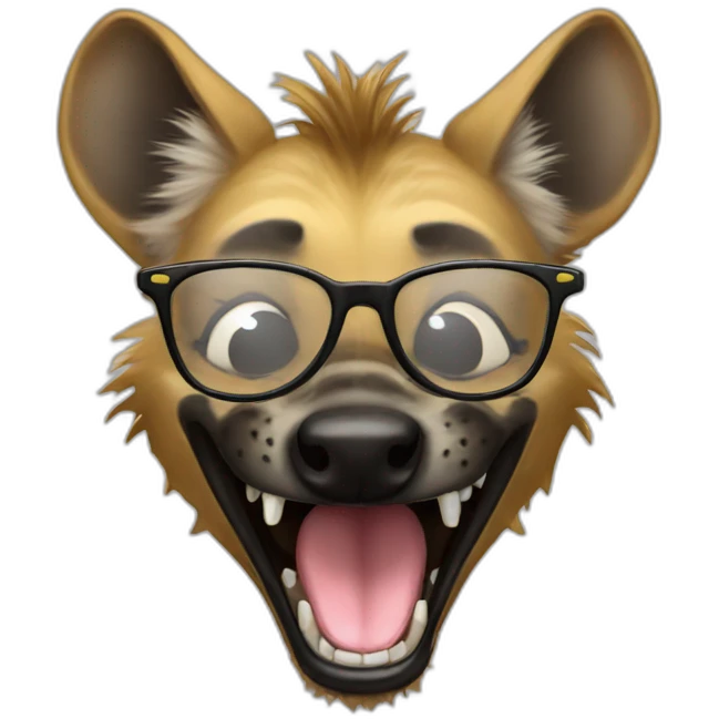Hyena laughing with glasses emoji