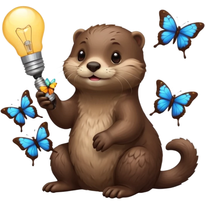 otter with butterflies and light bulb idea emoji